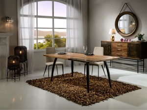 MASA LIVING, 180CM, DRESDE COD 305284 DIN METAL SI LEMN,DESIGN VINTAGE/INDUSTRIAL SCHULLER