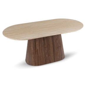 MASA OVALA 180CM, ARTIM MEBLE, REALIZATA DIN MDF, CULOARE TRAVERTIN/NUC, STIL MODERN - Img 7