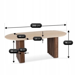 MASA OVALA 200CM, ARTIM MEBLE, REALIZATA DIN MDF, CULOARE TRAVERTIN/NUC, STIL MODERN - Img 10