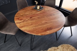MASA ROTUNDA 120CM, LEMN MASIV DE SALCAM SI METAL, DESIGN INDUSTRIAL, ARTIM GROUP SELECTION - Img 2