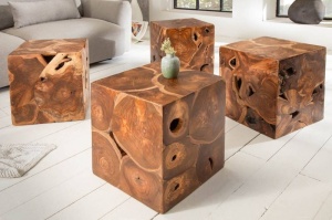 MASUTA DE CAFEA 40CM, TEAK COD 39226, LEMN MASIV REALIZAT MANUAL - Img 4