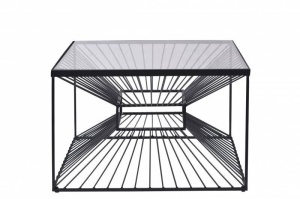 MASUTA DE CAFEA 60CM, ILLUSION, STICLA SECURIZATA SI METAL, COD 43502, DESIGN MODERN - Img 2