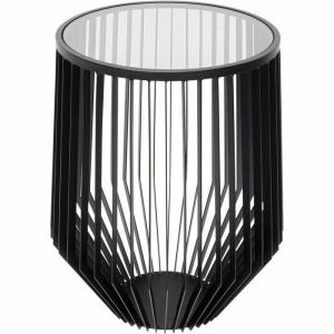 MASUTA DE CAFEA CORINNE 40, NEAGRA, CONFECTIONATA DIN OTEL SI STICLA SECURIZATA, STIL MODERN