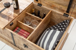 MASUTA DE CAFEA, CU MINIBAR, BODEGA 100CM, LEMN MASIV, COD 39814, STIL VINTAGE - Img 4