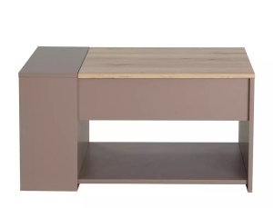 MASUTA DE CAFEA EXTENSIBILA, DROP, STEJAR/BEJ, DIN PAL LAMINAT SI METAL, STIL MODERN - Img 4