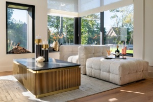 MASUTA DE CAFEA IRONVILLE, 140 CM, NEGRU/AURIU, DIN MDF, MARMURA SI METAL, RICHMOND INTERIORS - Img 3