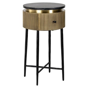 MASUTA DE CAFEA IRONVILLE, 7605, CONFECTIONAT DIN METAL, MDF, ALAMA SI MARMURA MARINA NEAGRA STIL MODERN
