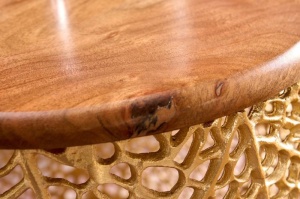 MASUTA DE CAFEA, LEAF 75CM, COD 43228, METAL SI LEMN, DESIGN INDUSTRIAL - Img 2