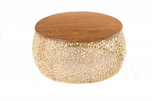 MASUTA DE CAFEA, LEAF 75CM, COD 43228, METAL SI LEMN, DESIGN INDUSTRIAL - Img 4
