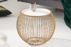 MASUTA DE CAFEA, STORAGE 41CM, DIN METAL AURIU/ALB