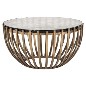 MASUTA DE CAFEA VOLANTE, 211932, CONFECTIONATA DIN METAL SI STICLA CULOAREA AURIU, STIL MODERN