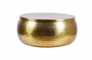MASUTA DECORATIVA 70CM, ORIENT, DIN METAL DE CULOARE AURIE, ASPECT INDUSTRIAL - Img 2