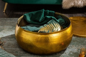 MASUTA DECORATIVA 70CM, ORIENT, DIN METAL DE CULOARE AURIE, ASPECT INDUSTRIAL - Img 5
