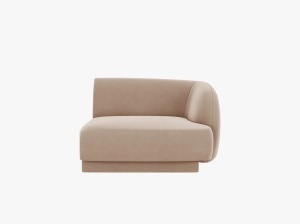 MODUL CANAPEA MILEY, PE DREAPTA, CAPPUCCINO, CU TAPITERIE DIN CATIFEA BLUVEL, MICADONI