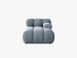 MODUL SEZLONG COLTAR BELLIS, PE DREAPTA, ALBASTRU DESCHIS, CU TAPITERIE DIN CATIFEA BLUVEL, MICADONI