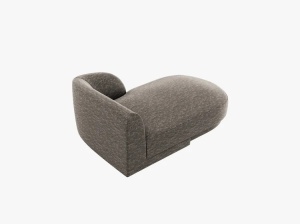 MODUL SEZLONG MILEY, PE DREAPTA, GRI, CU TAPITERIE DIN TEXTIL CHENILE HAGA, MICADONI - Img 3