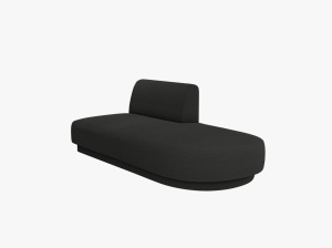 MODUL SEZLONG MILEY, PE DREAPTA, NEGRU, CU TAPITERIE DIN TEXTIL BOUCLE BALOO, MICADONI