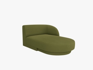MODUL SEZLONG MILEY, PE DREAPTA, VERDE MASLINIU INCHIS, CU TAPITERIE DIN TEXTIL BOUCLE BALOO, MICADONI