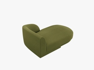 MODUL SEZLONG MILEY, PE DREAPTA, VERDE MASLINIU INCHIS, CU TAPITERIE DIN TEXTIL BOUCLE BALOO, MICADONI - Img 4