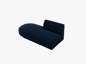 MODUL SEZLONG MILEY, PE STANGA, ALBASTRU ROYAL, CU TAPITERIE DIN CATIFEA BLUVEL, MICADONI - Img 3