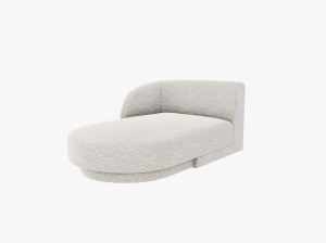 MODUL SEZLONG MILEY, PE STANGA, ARGINTIU, CU TAPITERIE DIN TEXTIL CHENILLE EDEN, MICADONI