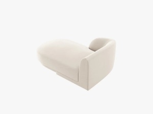 MODUL SEZLONG MILEY, PE STANGA, BEJ DESCHIS, CU TAPITERIE DIN CATIFEA BLUVEL, MICADONI - Img 3