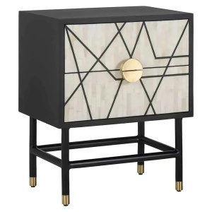 NOPTIERA NOVAS, CREM/NEGRU, DIN MDF, LEMN DE MANGO SI METAL, RICHMOND INTERIORS