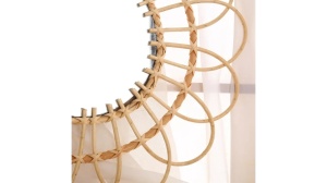 OGLINDA BAIE REA BOHO 223K17, 34CM, NATURAL, DIN STICLA SI LEMN, CALITATE SUPERIOARA - Img 3