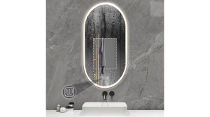 OGLINDA BAIE REA OVL, CU LED, 50x100CM, AURIU PERIAT, DIN STICLA, CALITATE SUPERIOARA - Img 4