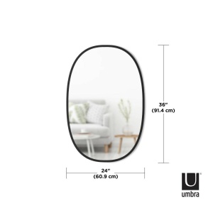 OGLINDA DE PERETE OVALA HUB, NEAGRA, 91X61 CM, RAMA DIN CAUCIUC, STIL MODERN, B2 - Img 7