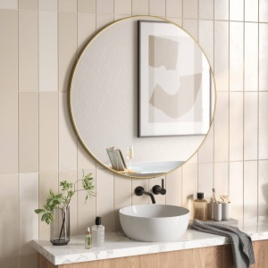 OGLINDA DE PERETE ROTUNDA, HUBBA, AURIE, 86 CM, STIL MODERN, B2 - Img 2