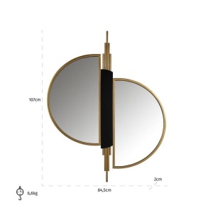 OGLINDA DECORATIVA ADELYN, NEGRU/AURIU, STIL MODERN, MI-0076 - Img 3
