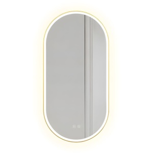Oglindă LED OVL 50x100cm Brush Gold