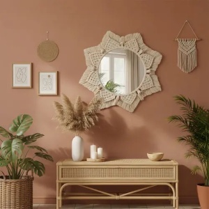 OGLINDA PENTRU PERETE BOHO 53 CM, 322048, REALIZATA MANUAL