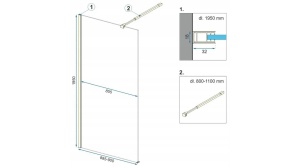 PARAVAN DE DUS REA AERO INTIMO WALK IN, 90CM, AURIU PERIAT, DIN STICLA, CALITATE SUPERIOARA - Img 5