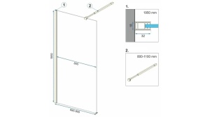 PARAVAN DE DUS REA AERO OMBRE, 90CM, AURIU PERIAT/ALB, DIN STICLA, CALITATE SUPERIOARA - Img 6