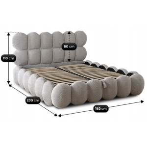 PAT 160X200CM, ARTIM MEBLE, CU SPATIU DE DEPOZITARE, REALIZAT DIN TEXTIL BOUCLE GRI, STIL MODERN - Img 11