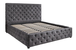PAT CU SPATIU DE DEPOZITARE, PARIS 180X 200CM, MATERIAL TEXTIL FOARTE FIN( CATIFEA), CULOARE GRI, ARTIM GROUP SELECTION
