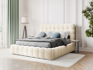 PAT EXCLUSIVIST 160X200CM, CU LADA DEPOZITARE, DIN CATIFEA BEIGE, ARTIM GROUP SELECTION