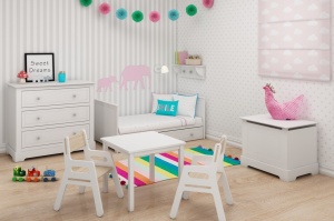 PAT PENTRU CAMERA COPII MARYLOU ALB 70x140 STIL CLASIC BA