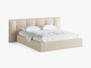 PAT TAPITAT ERIC, 160X200, BEJ DESCHIS, CU TAPITERIE DIN TEXTIL BOUCLE SICURO, MICADONI