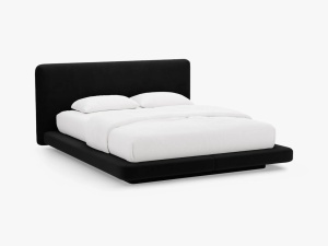 PAT TAPITAT LINEA, 180X200, NEGRU, CU TAPITERIE DIN CATIFEA MAGIC VELVET, MICADONI