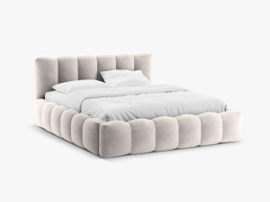 PAT TAPITAT LUPINE, 160X200, GRI DESCHIS, SOMIERA RABATABILA, CU TAPITERIE DIN TEXTIL BOUCLE BALOO, MICADONI