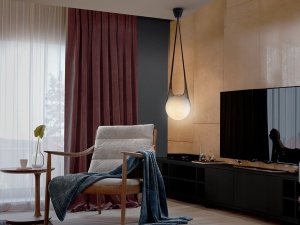 PENDUL GLOBE, 30 CM, NEGRU/OPAL, DIN METAL, STICLA SI TEXTIL, STIL MODERN