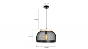 PENDUL LH20126, LOFT STYLE, 38x25/76 cm, NEGRU SI NATURAL, DIN OTEL SI METAL DE INALTA CALITATE, STIL MODERN, TU - Img 6