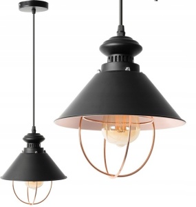 PENDUL LINZ BLACK LAMP, 22x22 cm, NEGRU SI ROZ AURIU, DIN ALUMINIU, STIL MODERN, TU