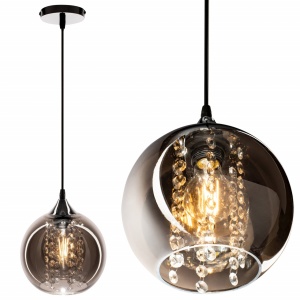 PENDUL MIRROR CRYSTALS APP600-1CP, 20 cm, NEGRU/ARGINTIU, DIN OTEL, METAL SI STICLA, STIL MODERN, TU
