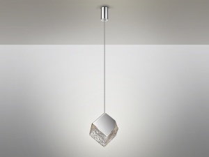PENDUL PRISCILA, 24 CM, CROM/TRANSPARENT, DIN METAL SI STICLA, STIL MODERN