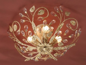 PLAFONIERA VERDI, 45 CM, AURIU/,TRANSPARENT, DIN METAL SI STICLA, STIL MODERN