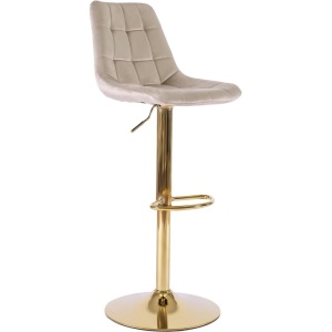 SCAUN BAR, ARTIM MEBLE, REALIZAT DIN CATIFEA SI METAL, CULOARE BEJ/AURIU, STIL MODERN - Img 9